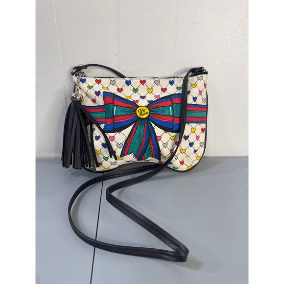 Brighton Love & Joy Crossbody Shoulder Bag Canvas Tassled Signature Design - Picture 1 of 10